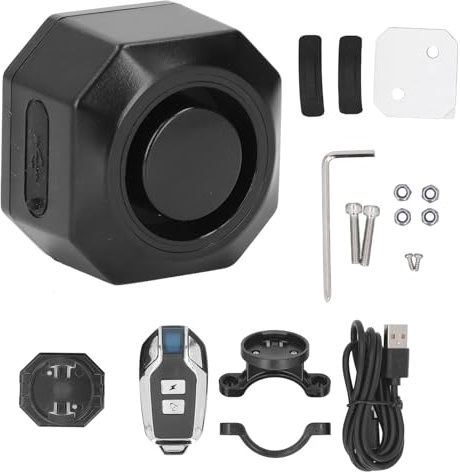 Rechargeable Bike Alarm with Remote, Anti Theft Vibration Sensor Alarm Systems with Remote, Water proof Trailer Motorcycle Alarm