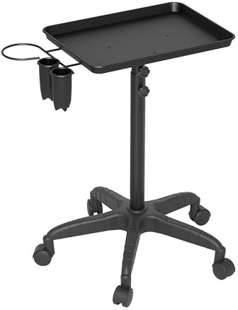 FIVMEN Chariot de coiffure, à roulettes, avec plateau de rangement, réglable en hauteur, plateau de service, pour salon de coiffure, spa, beauté