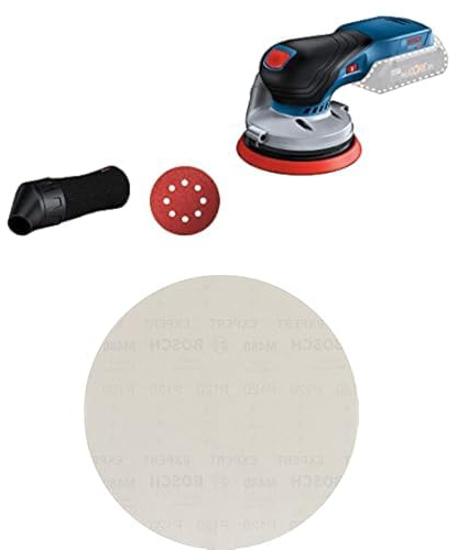 Bosch ponceuse excentrique sans-fil GEX 18V-125 + Bosch 25x Abrasifs réticulés EXPERT M480 (pour Cloison sèche, Bois dur, Ø 225 mm, Grain 120, Professional Accessoire Ponceuse pour cloison sèche)