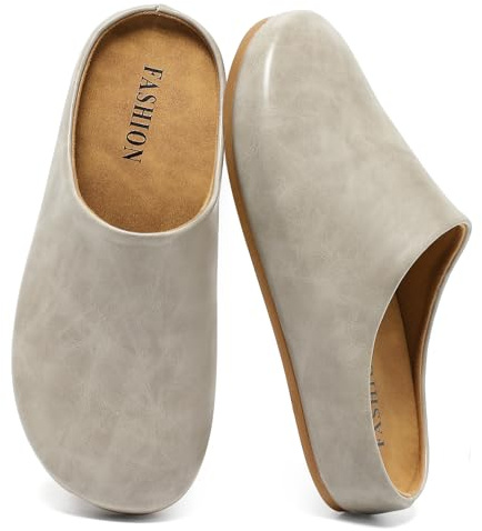 Pelbiuqik Clogs for Women Wide Width Women's Mules & Clogs with Soft Footbed Grey