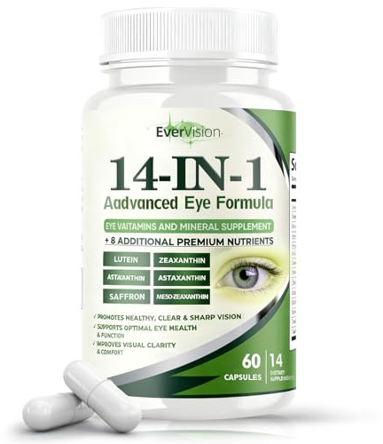 Evervision 14 in 1 Advanced Eye Formula, Eye Vitamin and Mineral Supplement, 60 Capsules (1PCS)