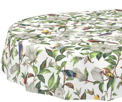 Tovaglia cerata, lavabile, facile da pulire, idrorepellente, effetto loto, per giardino, Kalibri, ovale, 240 x 140 cm, bordo tagliato