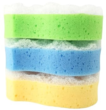 IDEA HOME éponges de Bain Massage en Forme de S – Lot de 3 éponges Double Face pour Nettoyage & Stimulation – Prise en Main Ergonomique