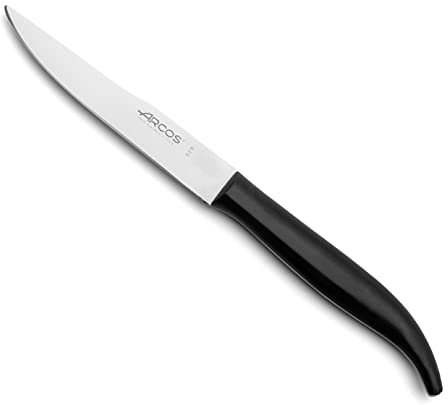 Arcos Coltelleria da Tavola, Coltello bistecca Coltello Tavola, Lama Acciaio Inossidabile NITRUM 110 mm, Manico Nylon, Colore Nero