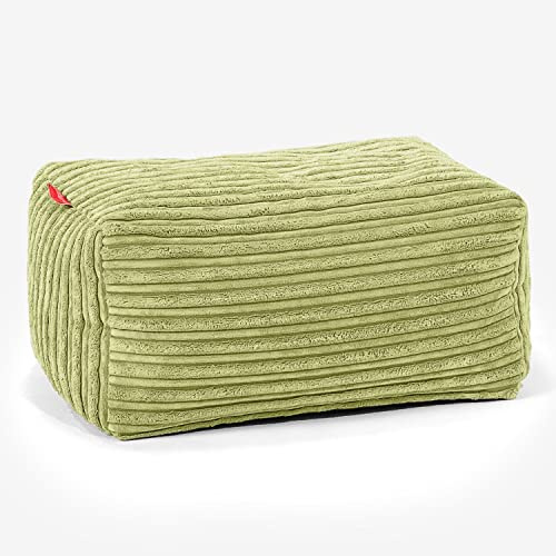 Lounge Pug Pouf Poggiapiedi a Sacco, Velluto a Coste Lime, Pouf Ottomana Poggiapiedi, Camera da Letto, Soggiorno