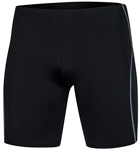Aqua Speed Blake Troncos de natación Largo de Hombre | Ajuste Jammer | Protección UV | Größen Badehosen:M, Color:Schwarz - Grau