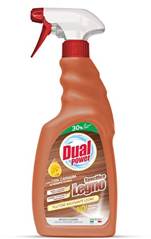 Dual Power, Pulitore Specifico Legno, Detergente Neutro Delicato Arricchito con Ingredienti Naturali, Ideale per Eliminare i Residui di Sporco da Tutte le Superfici, Made in Italy, Confezione 500 ml