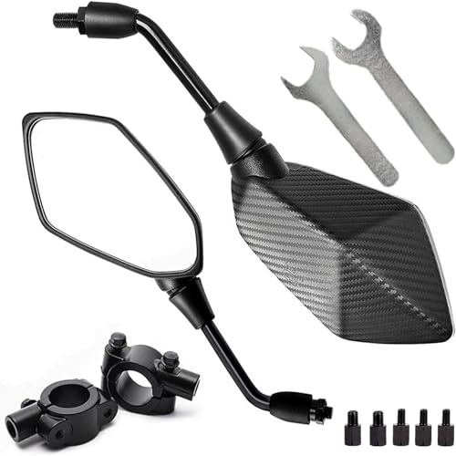 【2026 Upgraded】Motorcycle Convex Rear View Mirror, Mirrors For Bike,motorcycle,atv,scooter, with M8 M10 Threaded Bolt, with 7/8 Handle Bar Mount Clamp Compatible with Cruiser, Suzuki, Honda,Victory