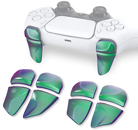 playvital BLADE 2 Pairs Shoulder Buttons Extension Triggers for ps5 Controller, Game Improvement Adjusters for PS Portal Remote Player, Bumper Trigger Extenders for ps5 Edge - Chameleon Green Purple