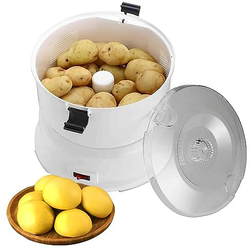 QUTBAG Pelador de Patatas eléctrico, rebanador de Verduras Completamente automático con Bloqueo de Seguridad Giratorio, máquina giratoria automática para ensaladas y deshidratador rápido de Verduras