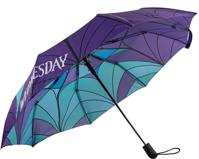 Cinereplicas Wednesday - Glasmalerei Wednesday Regenschirm 95cm Durchmesser - Offizielle Lizenz