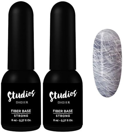 DIDIER LAB - Premium Fiberglas Gel Nägel Base Strong - Klar Base Coat UV Gel - Starker Unterlack für Nägel - Stärkt dünne beschädigte Nägel - Soak Off Gel für UV Nagellack - für LED UV Lampe - 2x8 ml