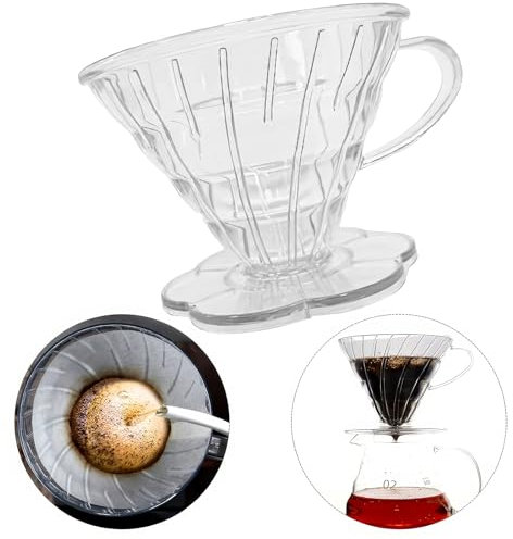 Pour Over Plastic Size 02 2-4 Cups Dripper Funnel Filter BPA Free Heat-Resistant Coffee Filter Holder Dripper Drip Cup Coffee Maker Slow Brewing Accessories Crystal