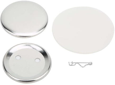 Leopacat 100Set Badges Make Your Own, 56mm Blank Button Making Supplies Round Metal Badge Parts with Pin Back Including Metal Shells Back Cover and Clear Film for Craft DIY Souvenirs Gift 100Set