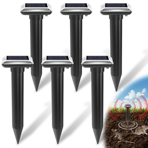 Répulsif Taupe Solaire 6 pièces, répulsif Taupe, répulsif Campagnol à ultrasons, répulsif Animal pour Taupe Gopher Serpents campagnols et Autres nuisibles