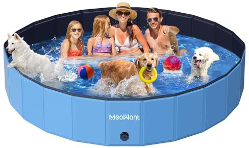 Meowant Extra Large Dog Pool Foldable 97'', Hard Plastic Dog Swimming Pool Kiddie Pool, Collapsible Dog Pet Bath Pool, Portable Deep Dog Pools for Large Dogs (5XL-97'' × 16'')