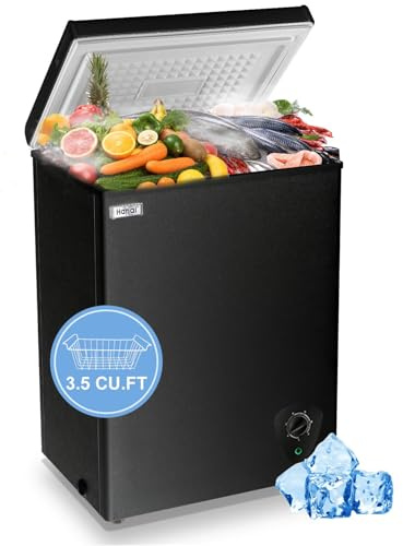 Chest Freezer 3.5 Cu.Ft Black Small Deep Freezer for Apartment Kitchen