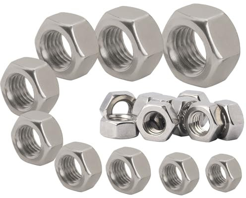 Sechskantmuttern M8 100 Stück DIN 934 Edelstahl A2 V2A metrisches Gewinde Außensechskant Edelstahlmutter nicht rostend Sechskant-Mutter Schraubenmutter Standard Ausführung ISO 4032