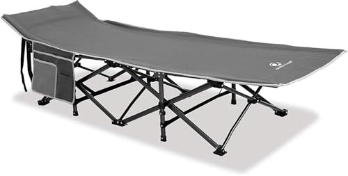 ALPHA CAMP Camp Beds for Adults Oversized Camping Folding Cot Camping Bed Supports 600 lbs Portable Camp Bed Heavy Duty Camp Cot with Carry Bag (Grey-)