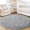 BSGIFT Teppich Grau Rund 120 cm, Shaggy Hochflor Teppich Wohnzimmer Flauschig, Modern Langflor Kuschelteppich Wohnzimmerteppich Bettvorleger High-Pile Carpet rutschfest für Kinderzimmer Schlafzimmer