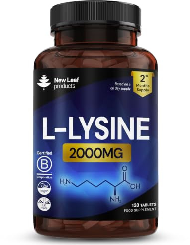 L-Lysine Tablets 2000mg - High Strength 120 Tablets | High Strength, Essential Amino Acid, Vegan, 2 Month Supply, Made In The UK
