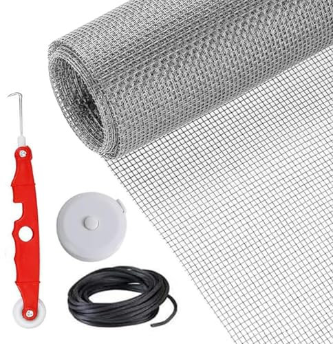 Bohany Rullo per schermo in fibra di, ricambio per porte dello schermo, kit di ricambio per schermi scorrevoli, 157 x 47 pollici, set di riparazione per porta scorrevole, rete per animali