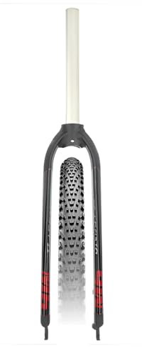 26/27,5/29 Mountainbike Stel gaffel Snabbkoppling Framgaffel 1-1/8 Rakrör Aluminiumlegering Skivbroms Cyklar Hård Gaffel (Svart-Röd)