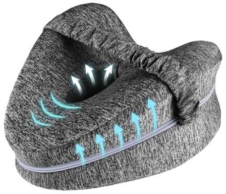 HUAXITRA Knee Pillow for Sleeping on Side Leg Pillow, Memory Foam Pillow for Side Sleepers, Ergonomic Side Sleeping Pillows Pregnancy Bed Leg Cushion Orthopaedic Leg Pillows for Sleeping (Grey)