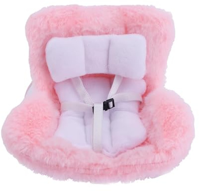 Car Seat for Dolls, Car Safety Seat for Dolls with Soft Furry Cushion, Clip, Pink Doll Car Seat Carrier for Car Decoration and Display, Decor Doll Ornaments Accessories