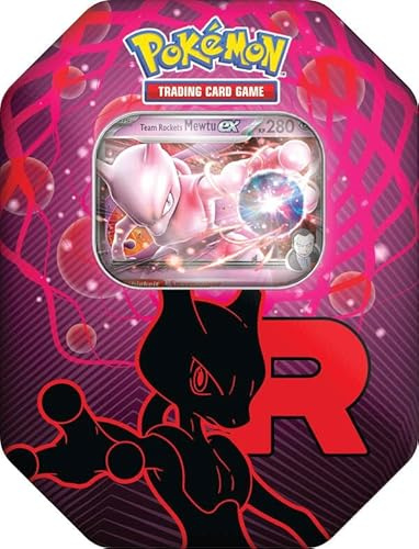 Pokémon TCG – Tin Box „Ewige Rivalen“ – Team Rockets Mewtu – 4 Boosterpacks + Exklusive Holo-Promokarte – Original Pokémon Sammelkarten Tin – Deutsch