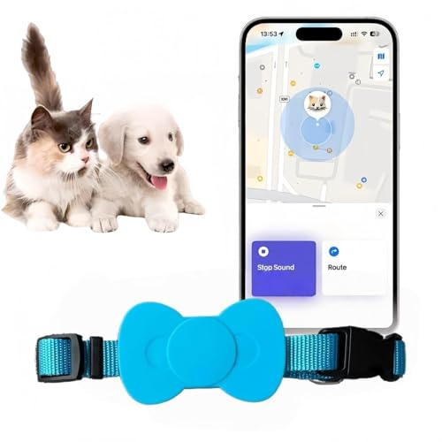 Genérico Rastreador de Gatos Collar GPS para Gatos y Perros medianos y Grandes, rastreador de Perros, rastreador de Mascotas, sin cuota mensual, (Compatible con iOS/Android)