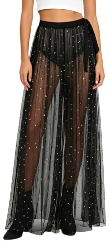 XUKZIMA Jupe Festival Femme Transparente en Tulle Noir M, 1 Pièce – Taille Haute, Élégante pour Tenues Coachella, Fête & Clubwear