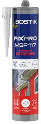 Bostik FIXPRO – Mastic Colle de Fixation MSP 117 Conditions Extrêmes – Intérieur/Extérieur – Collage Même Sous la Pluie – Mastic Hybride Polymère – Blanc – 1 Cartouche 290 ml