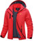 MAGCOMSEN Veste d'extérieur pour Femme - Veste de Transition légère - Coupe-Vent - Imperméable - Respirant - avec Capuche Amovible, Rouge, L