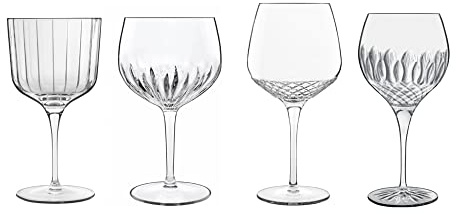 Luigi Bormioli Set di 4 bicchieri da gin in cristallo con confezione regalo inclusa, da 600 ml a 805 ml, rinforzati in titanio, ultra resistenti, tagliati al laser, realizzati in Italia e lavabili in