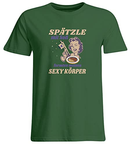 Spätzle avec sauce – Proverbes souabes – Cadeaux de souabe – T-shirt grande taille, vert bouteille, XXXL