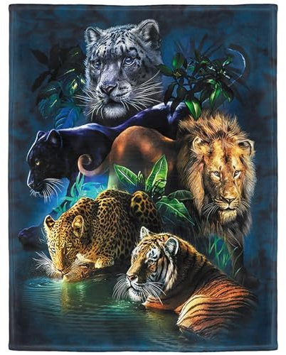 YISUMEI Decke 150x200cm Tiger Gepard Löwe Weich Kuscheldecke Geschenk Sanft Flanell Fleecedecke