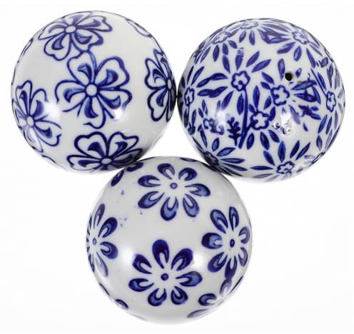 Didiseaon Dekoschale 3 Stücke Schwimmkugeln Keramik Kugeln Porzellan Dekokugeln Gartenkugeln Teichkugeln für Garten Balkon Teiche Fischtank Tischdekoration Party Zubeh?r 5CM Schwimmkugeln Miniteich