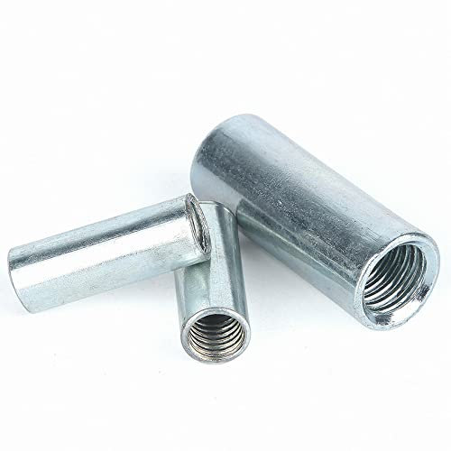 M6-M12 Giunto ad asta tonda Dadi lunghi Perno a barra Acciaio al carbonio zincato Dadi filettati di connessione-M8x10x29mm(5pcs)