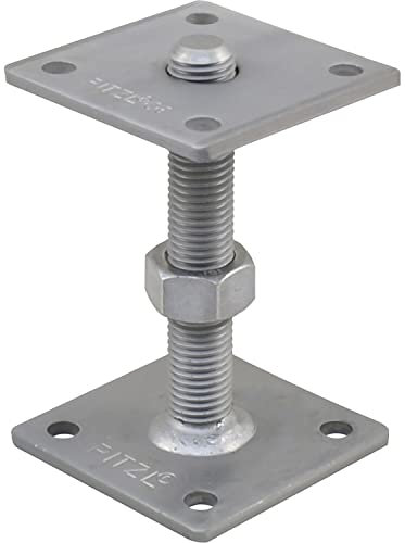PITZL Pfostenträger Typ 11013.0100 ZiNiP beschichtet mit Gewindestange, Silber