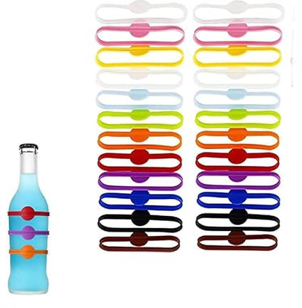 Taicols 24 Pièces Marqueurs pour Verres à Vin de Couleur, pour la Maison, Bar, Fête, Mariage,Marqueur de Boisson en Silicone, Marqueur en Silicone pour Verre, Marqueur en Verre Réutilisable