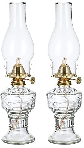 CATA-MEDICA Lampada A Olio al Cherosene Lampada A Cherosene Vintage Lanterna in Vetro per Uragano per La Decorazione di Illuminazione Interna Uso in Campeggio Esterno 1 Confezione, 2 Confezioni