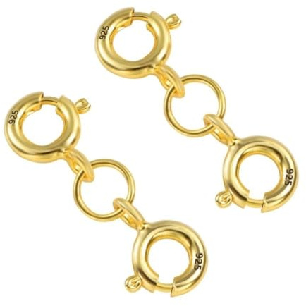2PCS Silver Double Clasps Silver Necklace Extension Clasp Sterling Silver Spring Double Clasps for Necklace Bracelet Jewelry Making