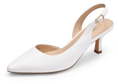 DREAM PAIRS Zapatos Tacón Bajo Cerrado,Size 39,Blanco-PU,SDPU2454W