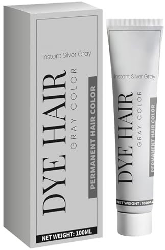 KOADHE Crema de Tinte de Cabello Gris,Crema de Tinte Unisex,Crema de Color de Cabello Gris,Cera Tinte Instantáneo para Cabello,Acondicionador para Cabello Gris,Cera Temporal del Peinado Gris,100ML