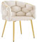 Lestarain Fauteuil Relax, Dossier Tissé, Fauteuil Chambre, Rembourré en Velours, Design Moderne, Pieds en Métal, pour Salon, Chambre, Balcon, Crème, LUNI1018