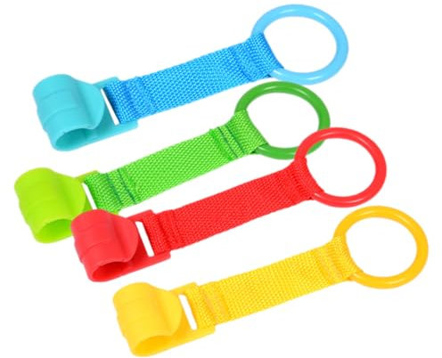 DIKACA Babybett Mobile Himmelstange Babybett 4er Set Pull up Ringe Sicherheitsringe Zum Aufhängen Für Das Babybett Unterstützung Beim Stehen Und Laufen Lernwerkzeuge Für Kleinkinder
