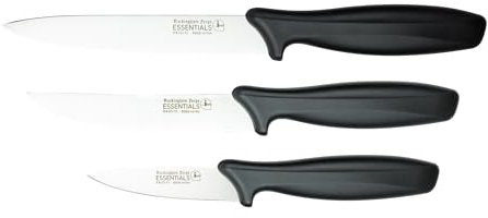 Rockingham Forge 3 Piece 8007 Essentials Range Utility Knife Set, Includes 9cm Paring, 11cm Steak & 12cm Utility, Black Handles