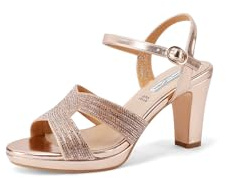 QUEEN HELENA Sandali Eleganti con Strass con Cinturino Scarpe con Tacco Donna ZM9941 (Champagne, Sistema Taglie Calzature EU, Adulto, Donna, Numero, Media, 39)