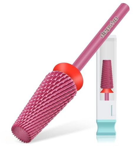 Depvko 5 in 1 Punte Fresa Unghie, 3/32 punte per unghie in carburo tungsteno per trapano per unghie, punta fresa rimozione gel professionale per manicure pedicure (Classic 5 in 1-Rossa, Fine-F)